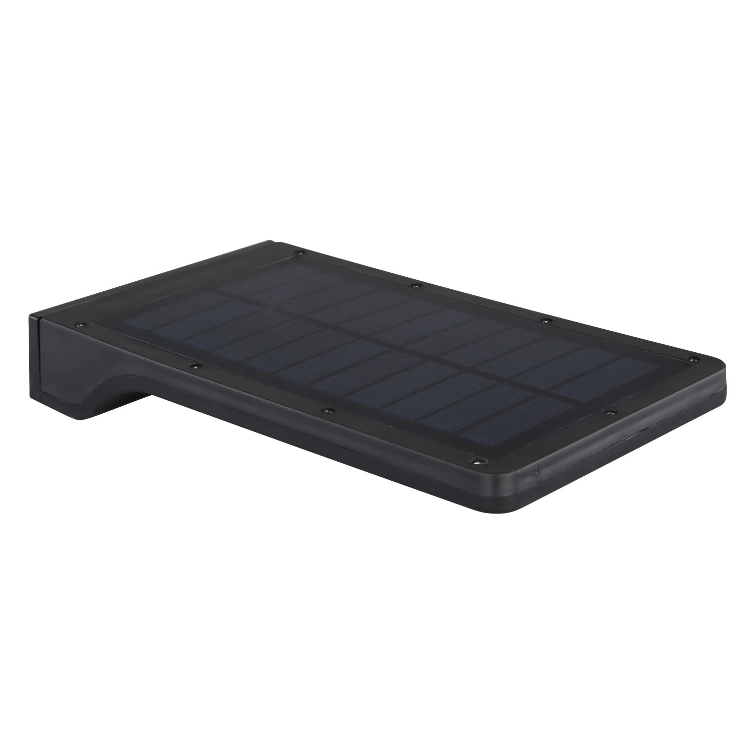 Schwarze, matte Globo Solarleuchte mit Sensor für den Außenbereich.