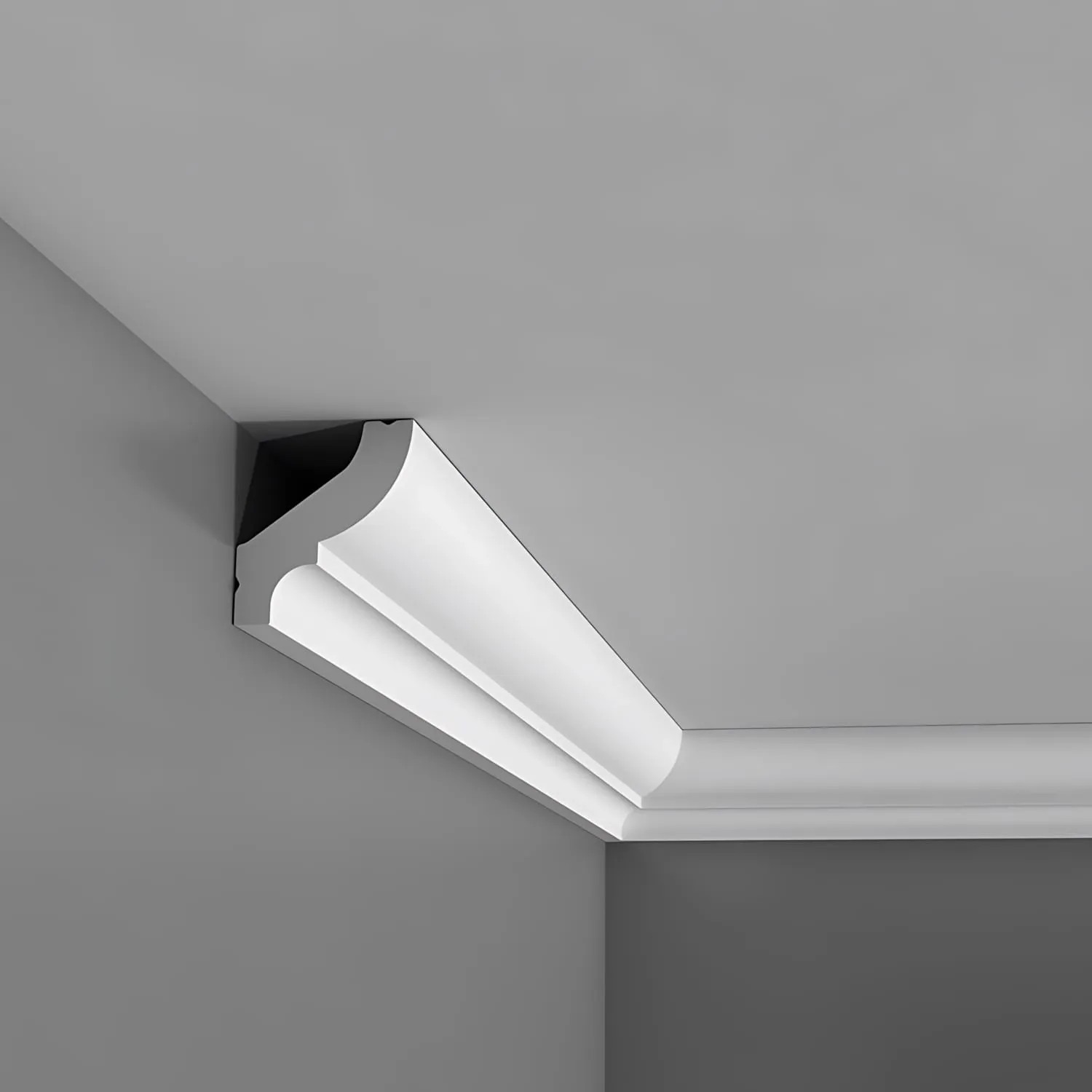 Weiße ORAC DECOR Zierleiste CB501N als Stuck-Eckprofil für Wand und Decke.