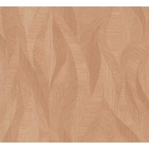 Beige-rote Vliestapete mit Wellenmuster von Marburg Papis Loveday, Dekorative Tapete.