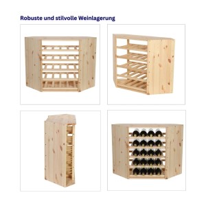 PROREGAL Vincellar Eck Weinregal aus Kiefernholz, natur für 18 Flaschen.