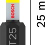 Schwarzer Bosch T25 Impact Control Torx-Schrauberbit, 25 mm lang, mit gelbem Ring. Für Bitsets.