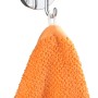 Wenko Vacuum-Loc Hakenset, 2 Chrom Haken rund mit orangefarbenem Handtuch.