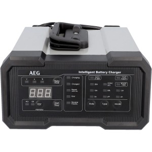AEG Batterieladegerät CW20 für 6V/12V Batterien mit LED-Anzeige und Tragegriff.