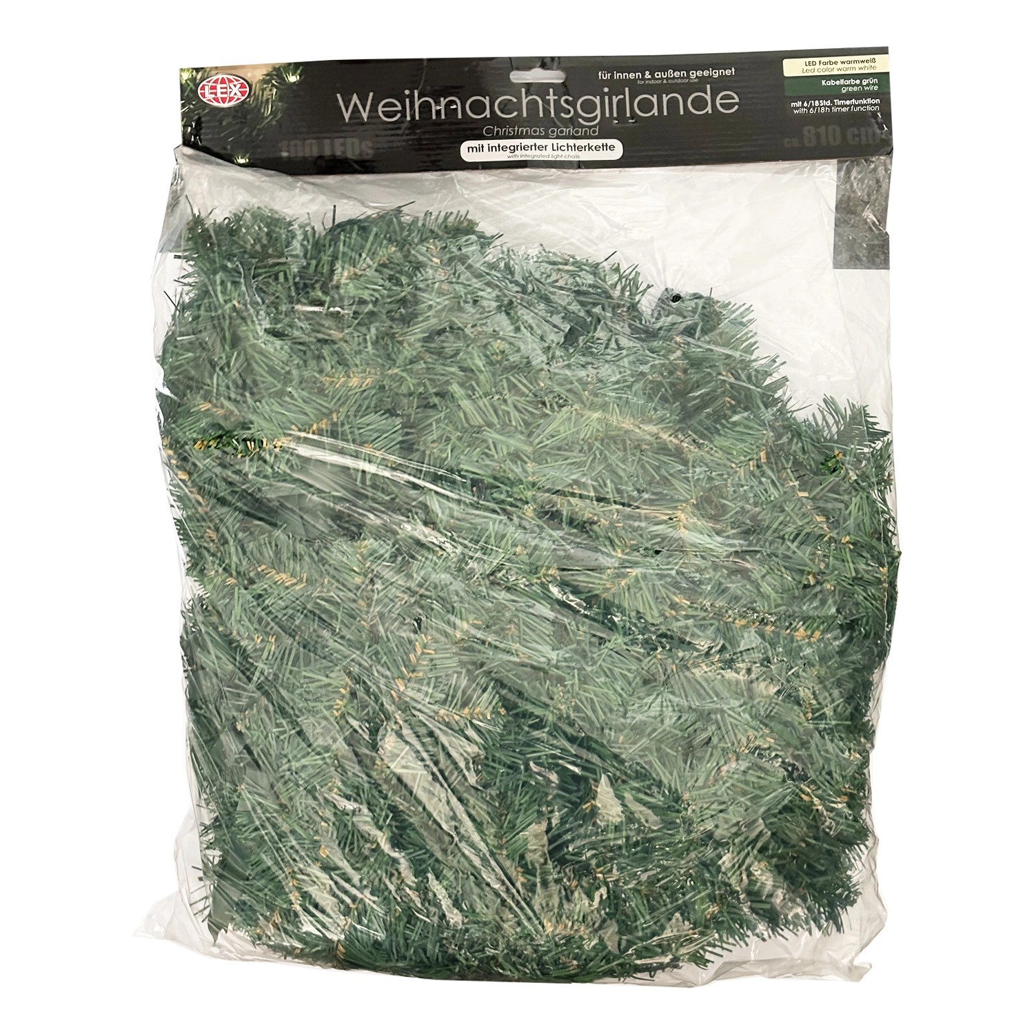 Mojawo XXL 100 LED Girlande Beleuchtet Tannengirlande Lichterkette 810 cm Außen_4