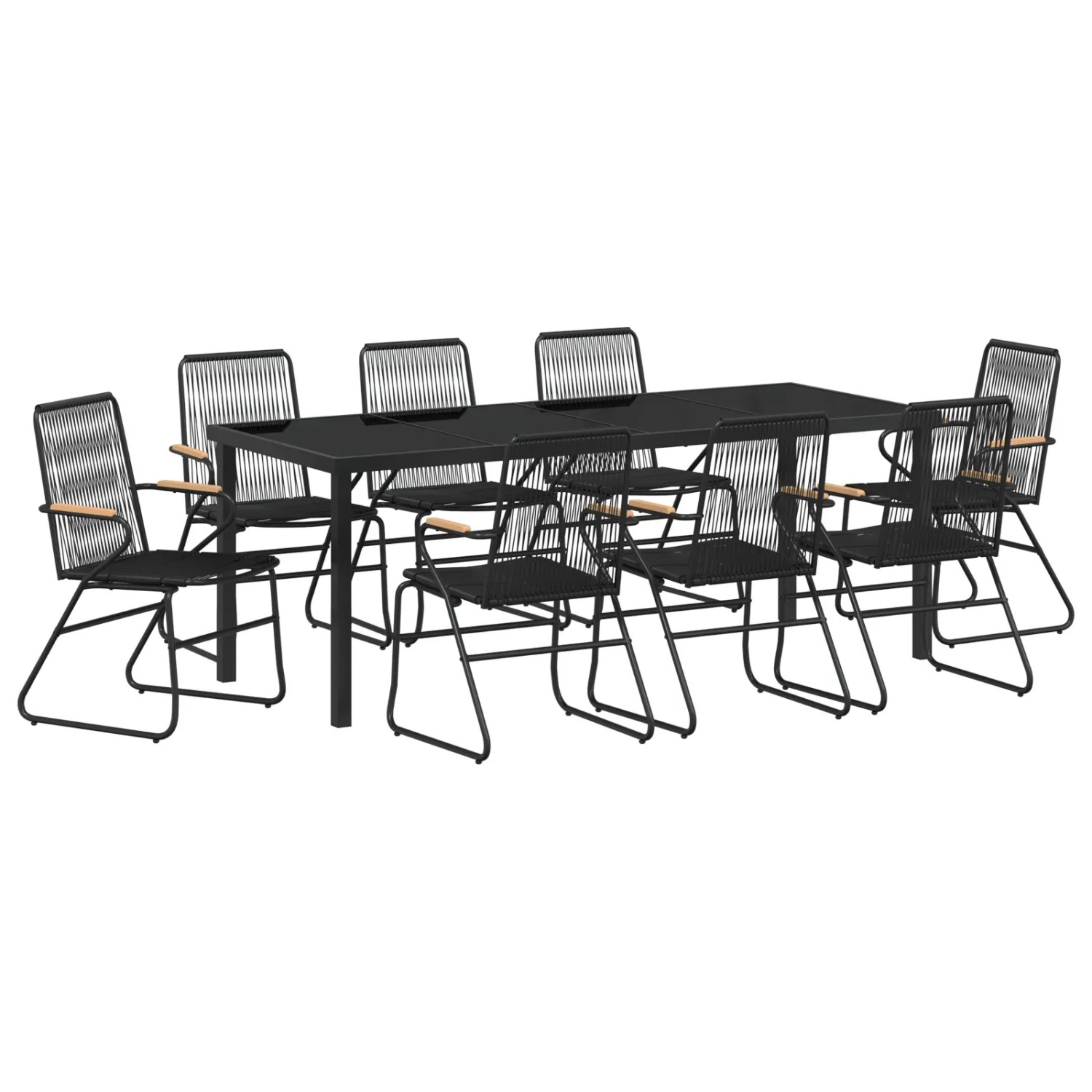 vidaXL Garten Essgruppe 9-Tlg Schwarz PVC-Rattan 3379176