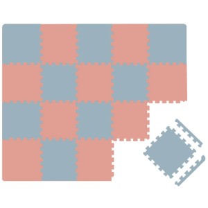 LittleTom Puzzlematte, 18-teilig, terracotta, grau und blau. Spiel- und Krabbelmatte für Kinder.