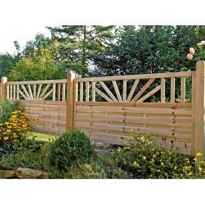 T&J Sichtschutzzaun Freiburg-Serie, 180x90 cm, kesseldruckimprägniert, mit dekorativem Oberteil.