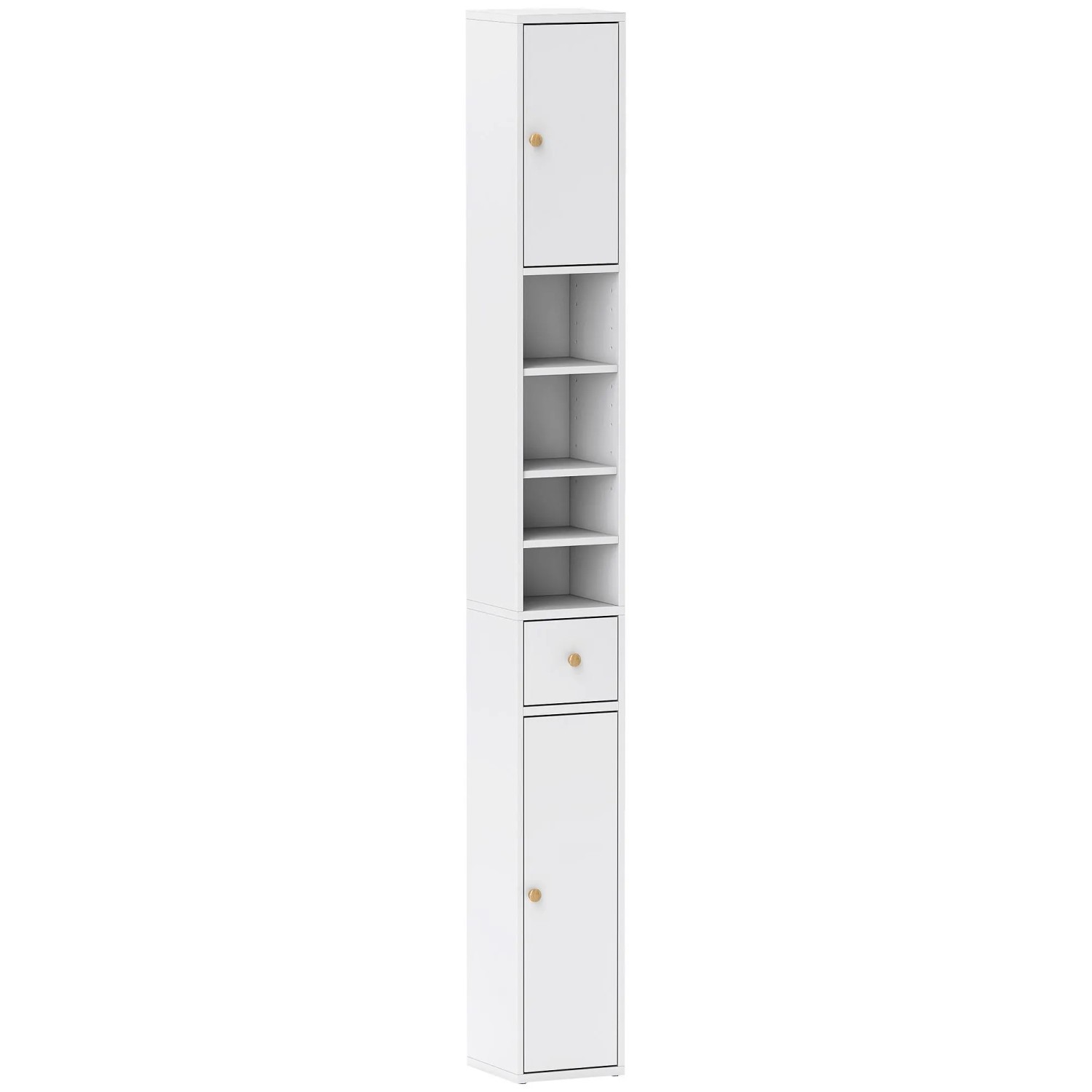 HOMCOM Badezimmerschrank Spanplatte MDF 20L x 20B x 178H cm Weiß