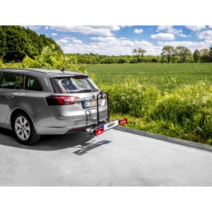 Eufab Amber I Fahrradträger für Anhängerkupplung am Auto, Heckansicht.