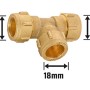Klemmring-T-Stück aus Messing, 31 mm, für Heizung und Sanitär, mit 18 mm Anschlüssen.