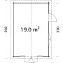 Grundriss Palmako Irene Holz-Gartenhaus: 360x550cm, 19m² Fläche. Ideal als Gerätehaus oder Gartenpavillon.