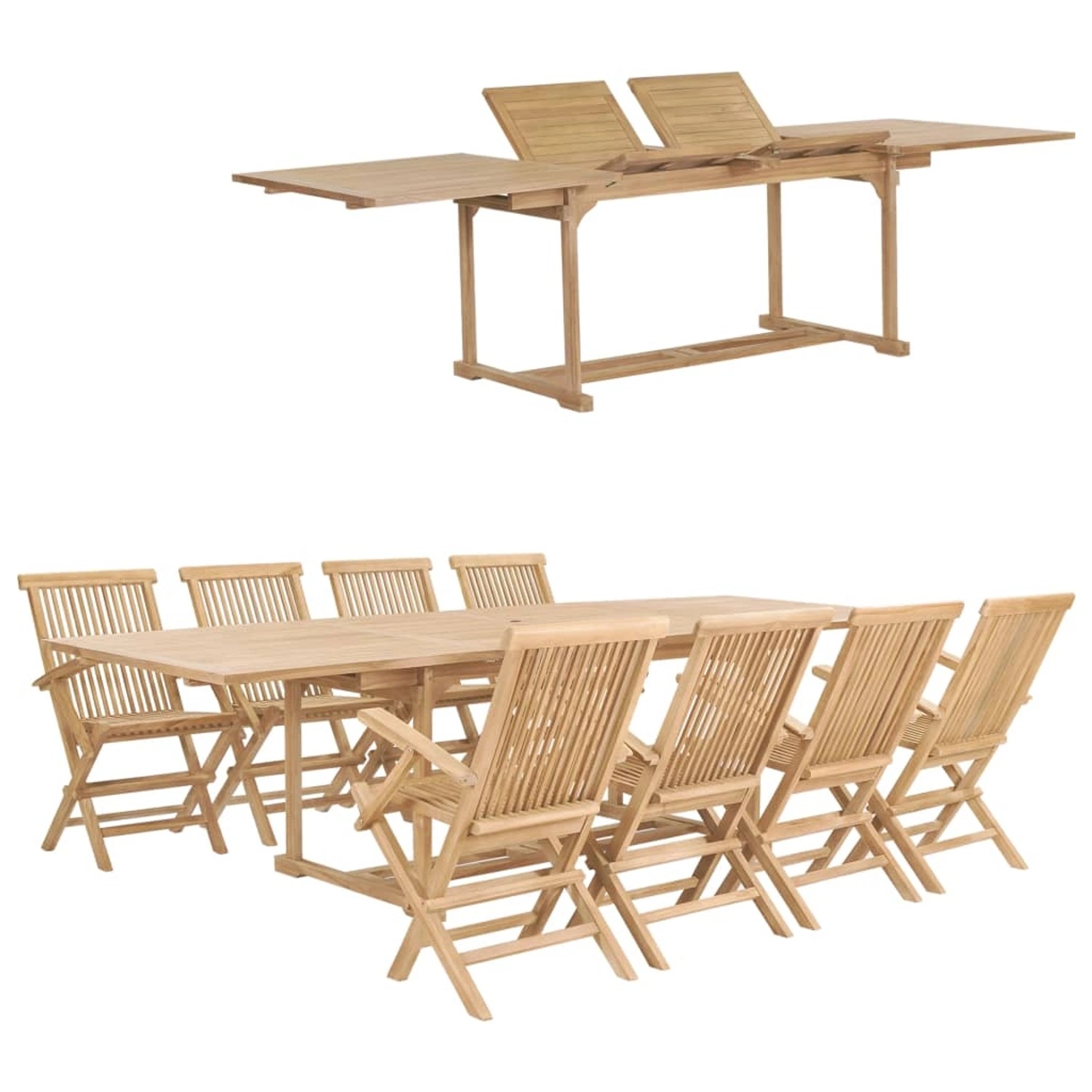 vidaXL 9-Tlg Garten-Essgruppe 180-280 x 100 x 75 cm Teak Massivholz 44680 günstig online kaufen