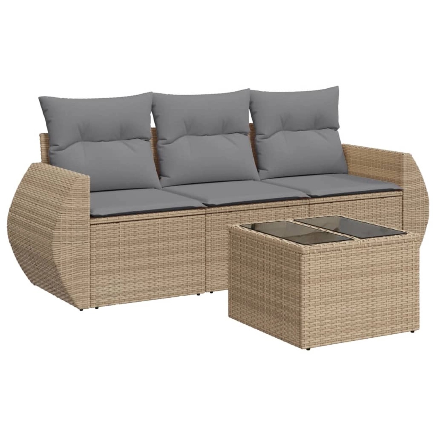 vidaXL 4-Tlg Garten-Sofagarnitur mit Kissen Beige Poly Rattan 3221068 günstig online kaufen