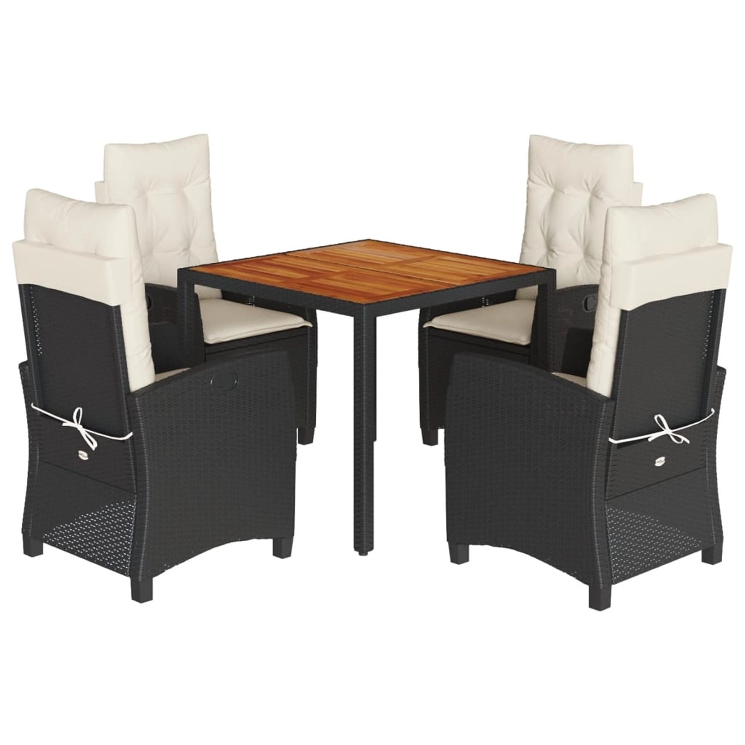 vidaXL 5-Tlg Garten-Essgruppe mit Kissen Schwarz Poly Rattan 3212654 günstig online kaufen