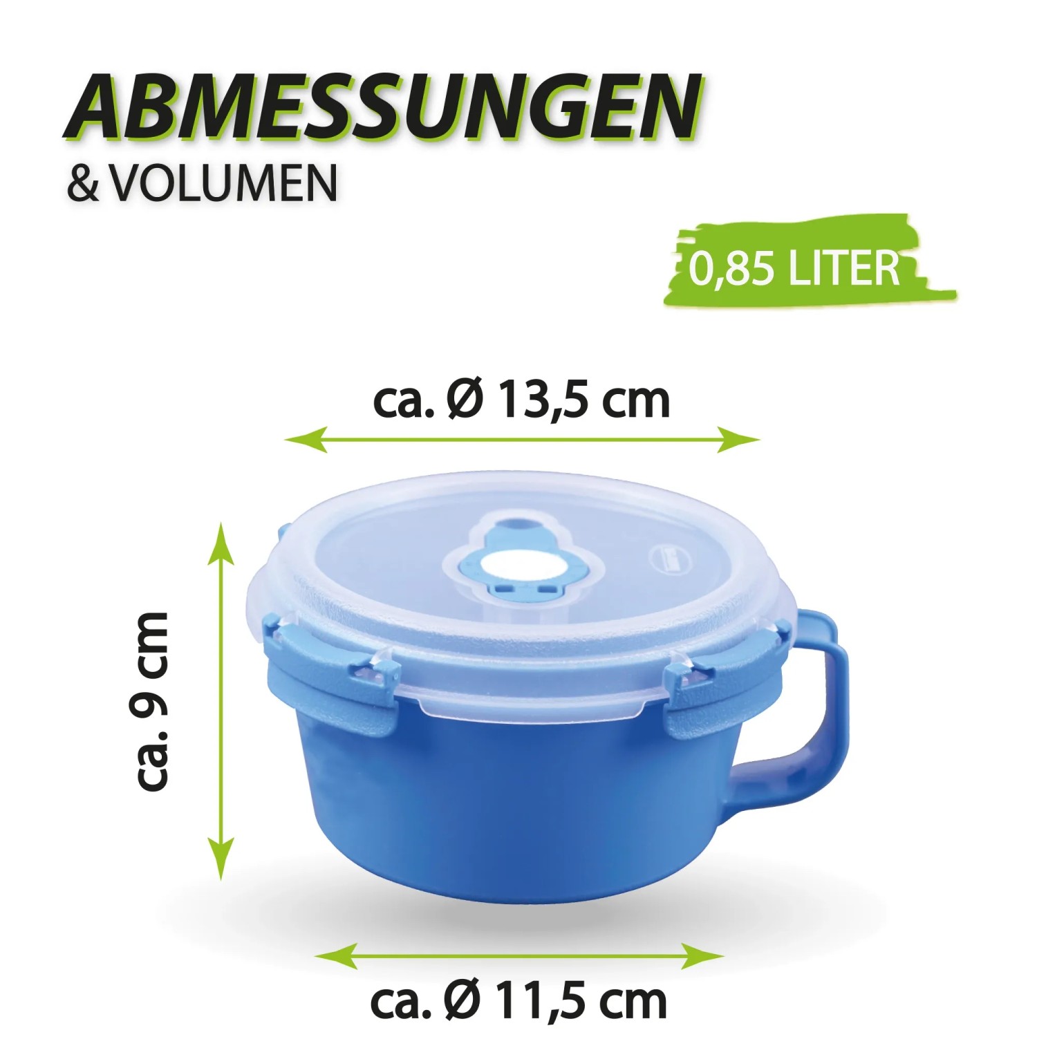 Blaue Bestlivings Frischhaltebox mit Deckel, 0,85L, 4er Set, ideal als Frühstücksschale.