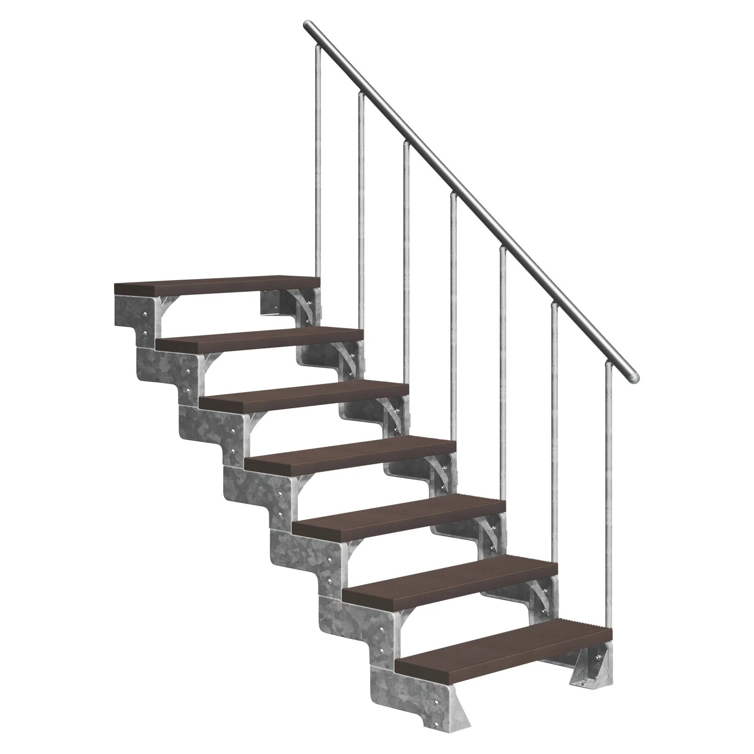 Dolle Außentreppe Gardentop 7 TRIMAX-Stufen 100 cm dunkelbraun + Alu-Geländer