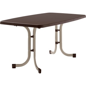 Rechteckiger Sieger Klapptisch in Champagner, 90x150 cm. Gartentisch mit Stahlgestell, ideal für den Garten.