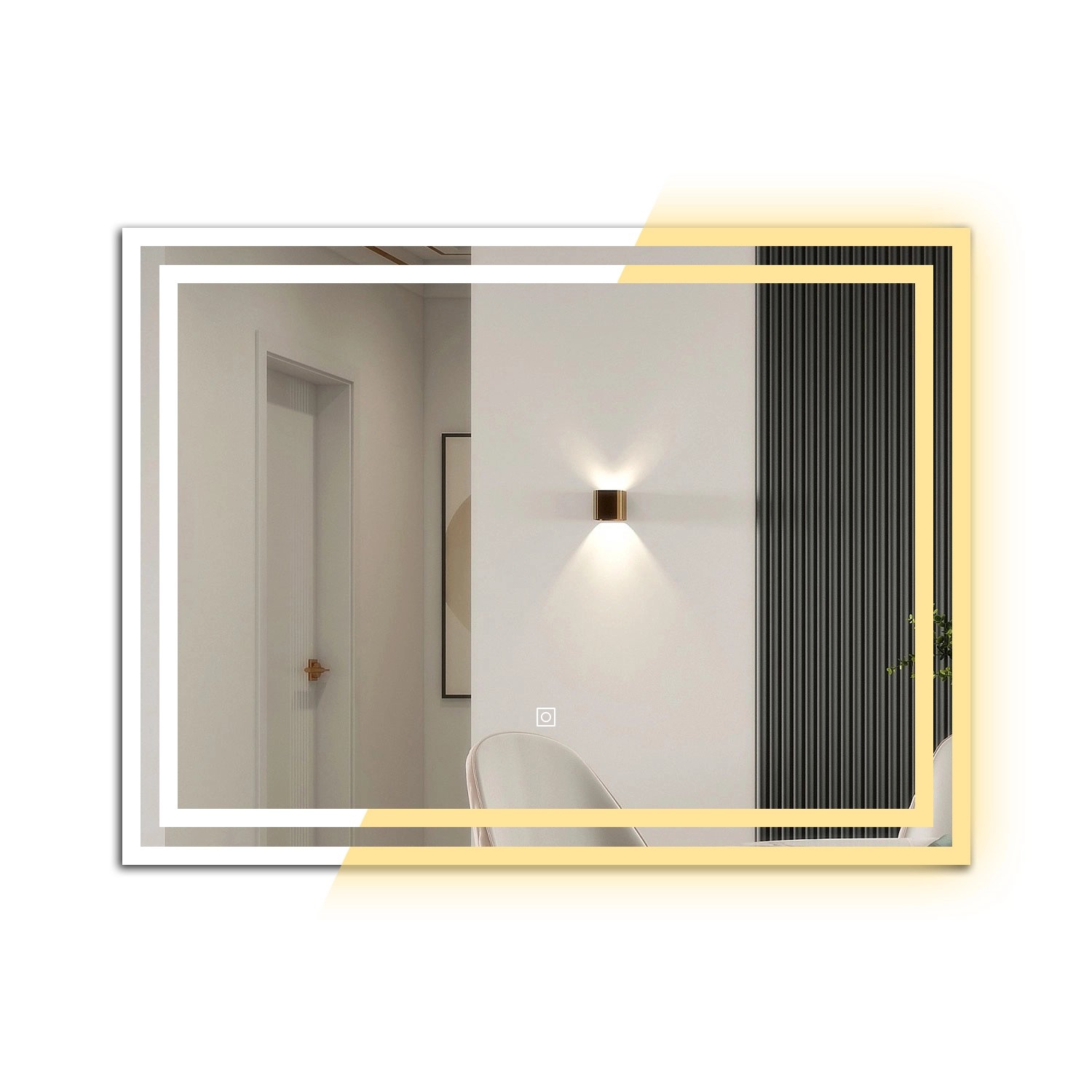 Aica Sanitär Badspiegel 90x70 cm Spiegel mit LED Beleuchtung Drei Lichtfarb günstig online kaufen