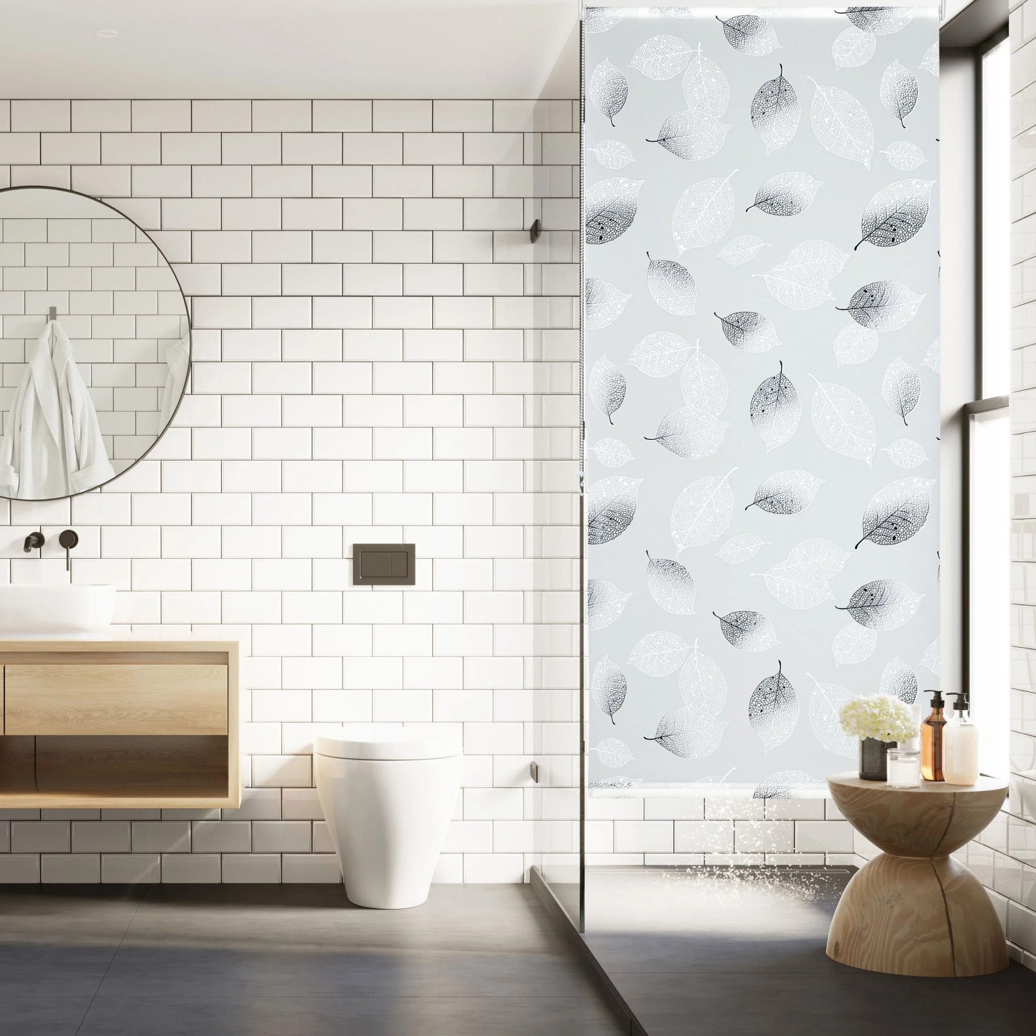 Relaxdays Duschrollo Kunststoff Aluminium Transparent Schwarz Weiß Wasserabweisend 160 cm x 240 cm 1,1 kg_3
