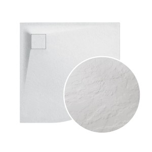 Bad Land Duschwanne Halbrund VIDAR 90x90x3,2 Verbundwerkstoff Steinoptik Ablauf