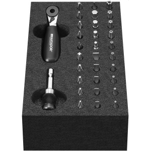 Matador Knarren-Bit-Satz, 32-teilig, mit Bits, Knarre und Bithalter im schwarzen Cube-System.