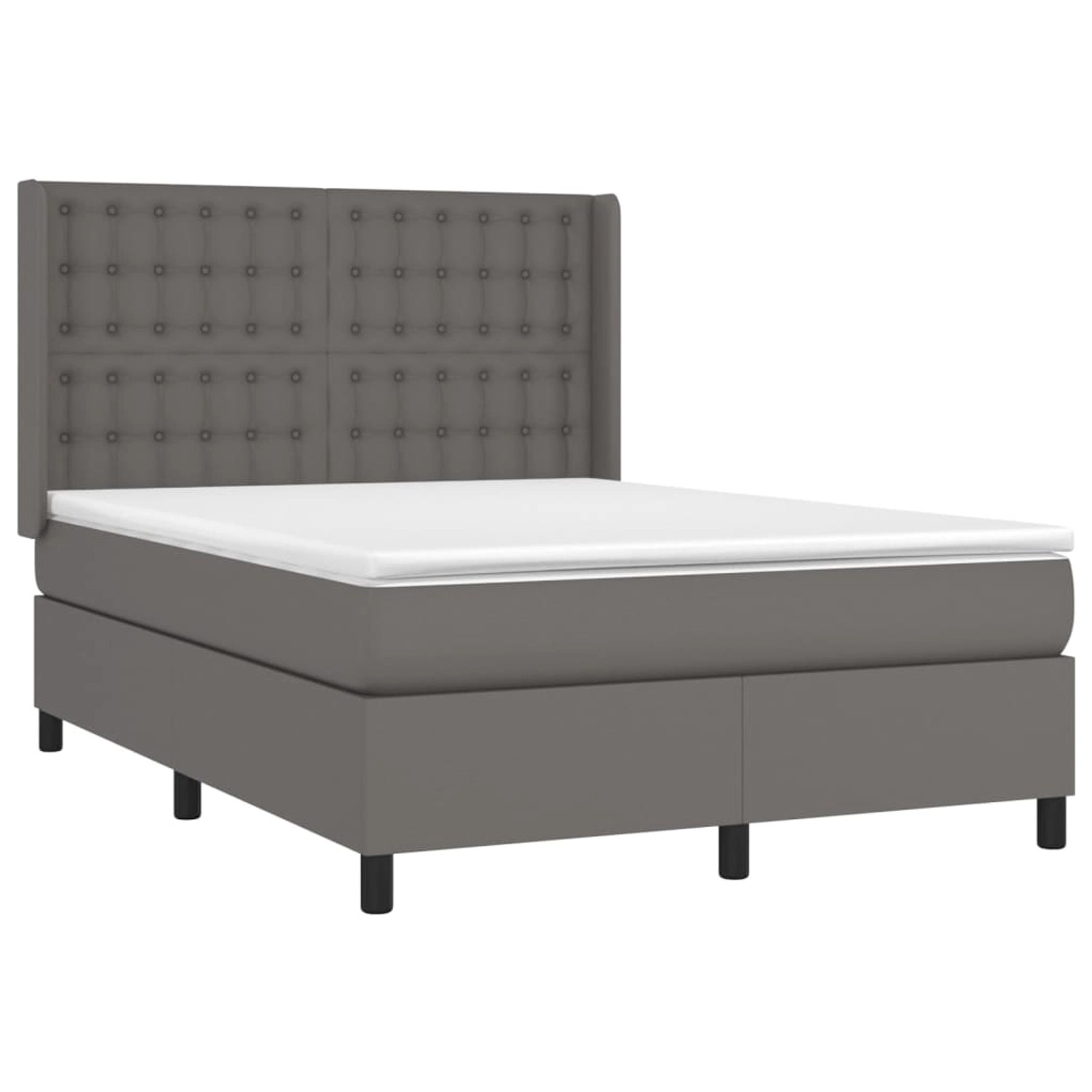 vidaXL Boxspringbett mit Matratze & LED Grau 140x200 cm Kunstleder 3139389 günstig online kaufen