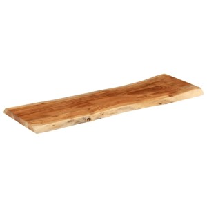 Rechteckige Tischplatte aus Akazien-Massivholz mit Naturkante, 120x40cm. Ideal für Möbelbauplatten.