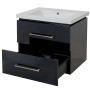 Schwarzer MCW Waschbeckenunterschrank mit Keramikwaschbecken, 60cm, zwei Schubladen.