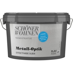 Schöner Wohnen Metall-Optik Silber, 2,5l Dose Effektfarbe für glänzende Oberflächen.