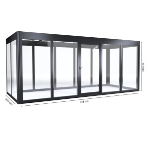 SunElements Gartenhaus SunGarden Infinity 5.2, anthrazit-metallic, 12,8 m² mit Maßen.