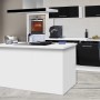 Respekta Premium Inselküche, 280 cm, schwarz-weiß. Moderne Küche mit Kochinsel und Hochglanzfronten.