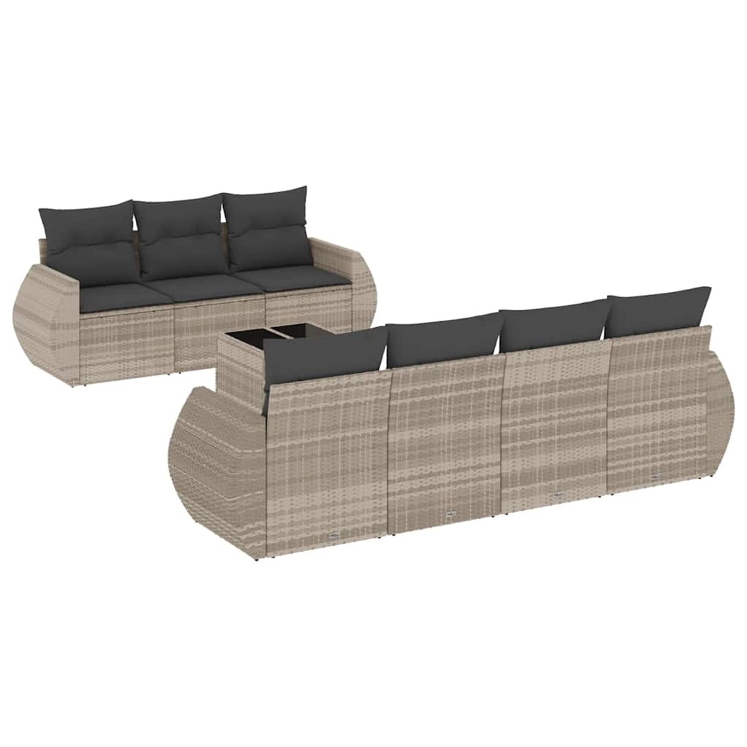 vidaXL 8-Tlg Garten-Sofagarnitur mit Kissen Hellgrau Poly Rattan 3221131 günstig online kaufen