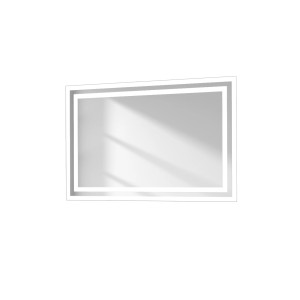 Rechteckiger Emke LED Badspiegel 60x40 cm mit Beleuchtung und Kippschalter.