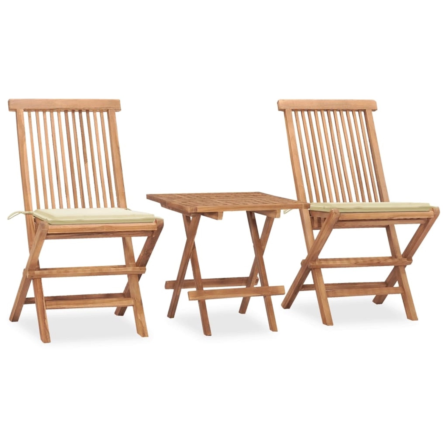 vidaXL 3-tlg Garten-Essgruppe mit Kissen Klappbar Massivholz Teak Modell 30 günstig online kaufen