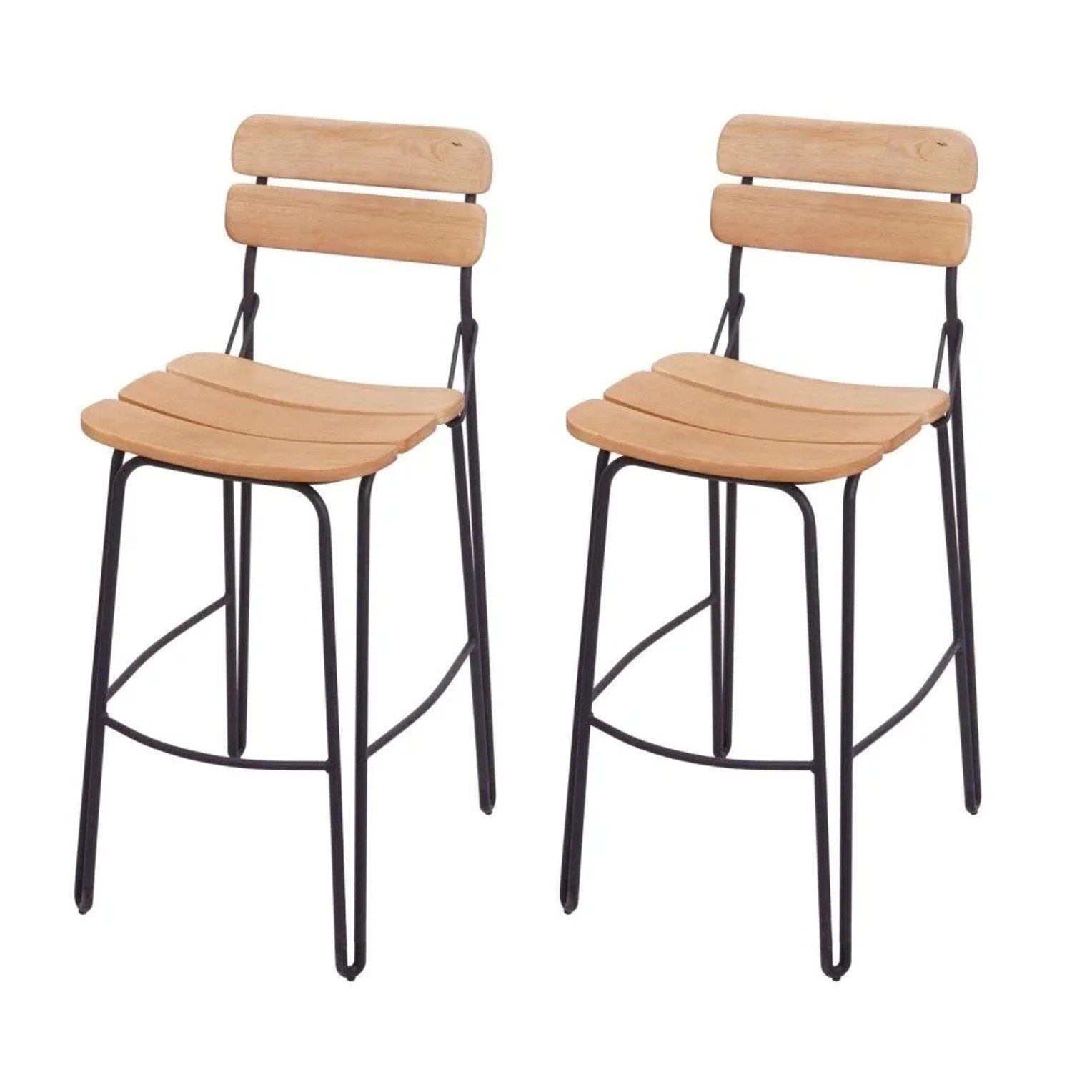 MCW Barhocker G71 2er-Set Naturbraun
