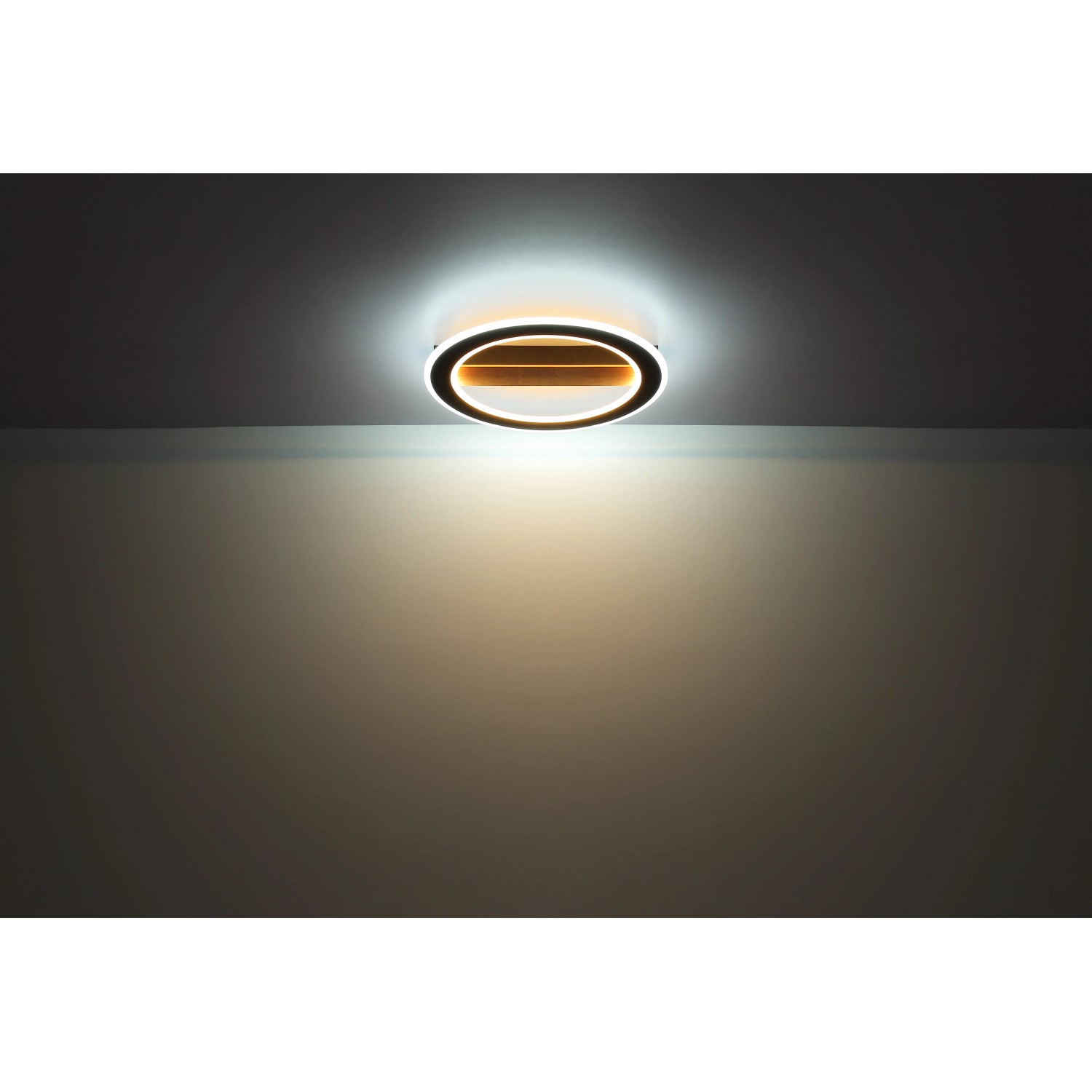 Moderne, schwarze LED-Deckenleuchte Mattia, quadratisch, 45x45 cm. Elegante Beleuchtung für Wohnräume.