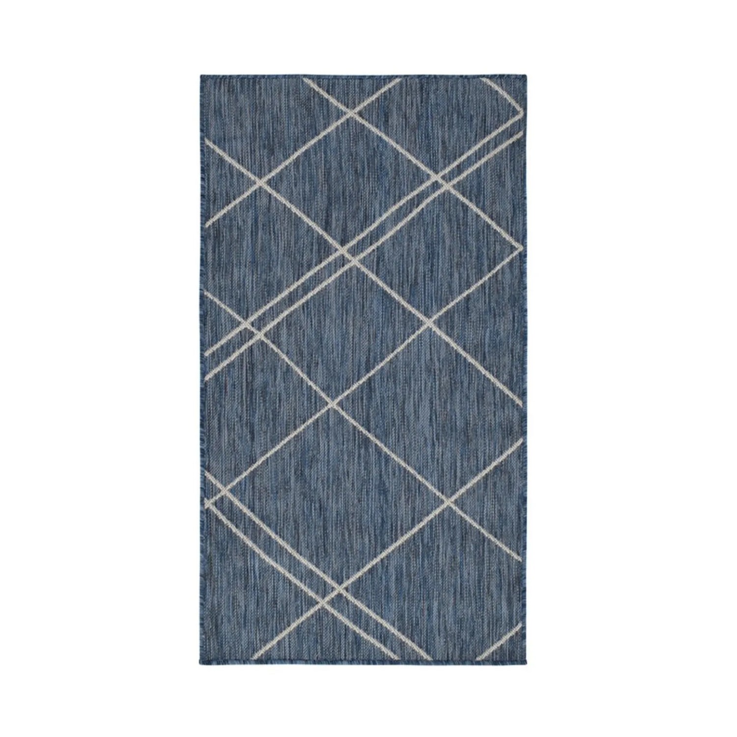 Vercai Rugs Teppich Terrace Karo Azurblau Weiß 160 x 220 cm