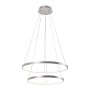Moderne Just Light Pendelleuchte Circle in Silber, Ø 50 cm. Design-Hängelampe mit zwei Leuchtringen.