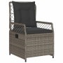 Grauer vidaXL Gartenstuhl aus Rattan mit dunklen Kissen für Essgruppe.