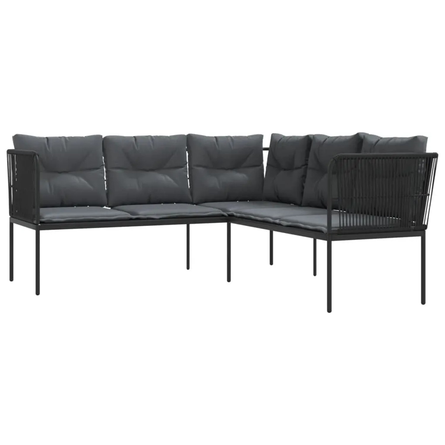 vidaXL Gartensofa in L-Form mit Kissen Schwarz Stahl und Textilene 4008107 günstig online kaufen
