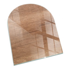 Tulup Glasplatte für Kamin Natürliches Holzmuster Glasplatte für Kaminöfen Halbkreis 80x70 cm Braun Glasplatte für Kamin Funkenschutzplatte Kaminöfen