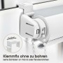 Weißes Seitenzugrollo mit Klemmfix-Montage ohne Bohren am Fensterrahmen. Kettenzug für Verdunkelung.