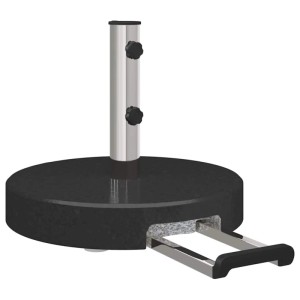 Schwarzer vidaXL Sonnenschirmständer aus Granit, Ø 45 cm, mit Rollen für einfachen Transport.