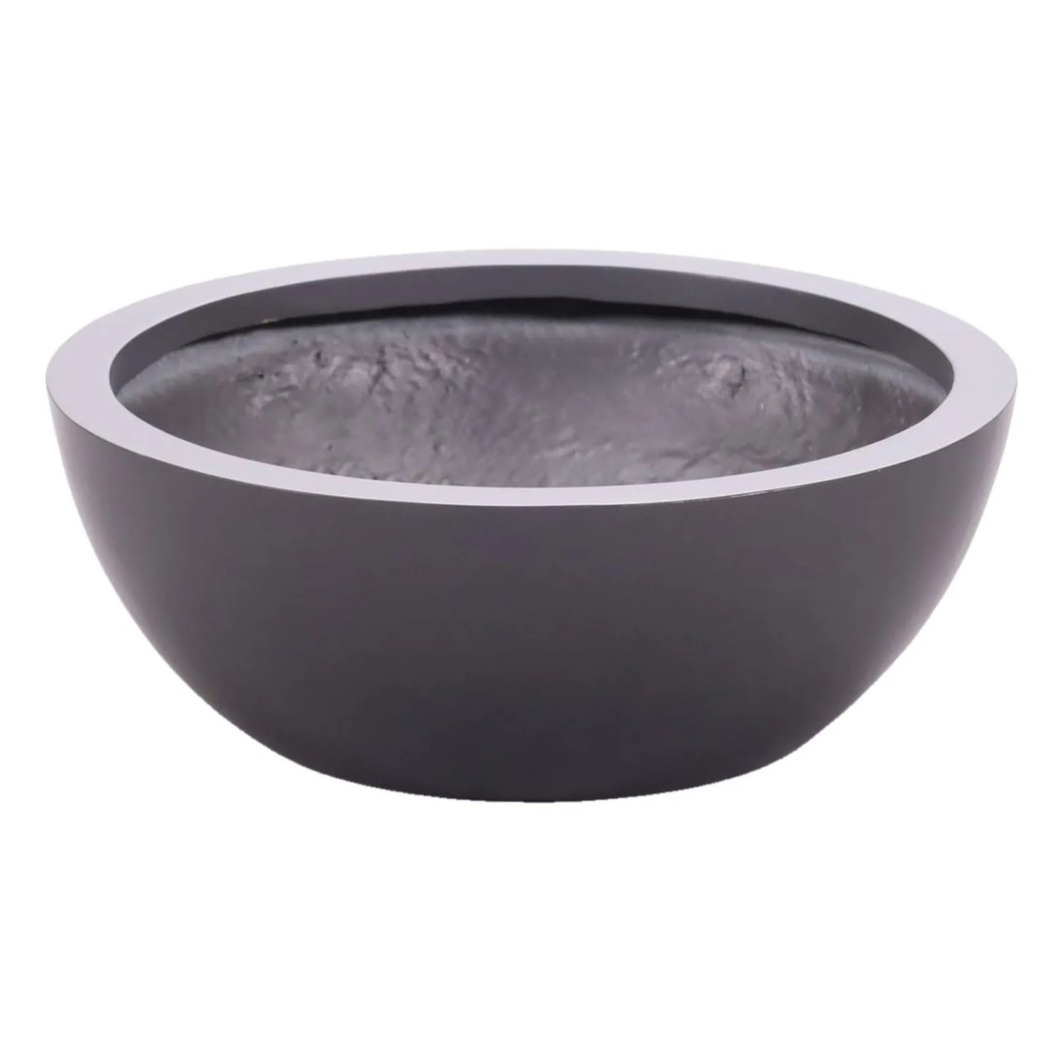 Elegant Einrichten Pflanzkübel Fiberglas Schale-Rund D46xH16cm Anthrazit-Metallic