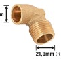 Löt-Winkel aus Rotguss, 15 mm x 21 mm (R 1/2), für Kupferrohrsysteme.