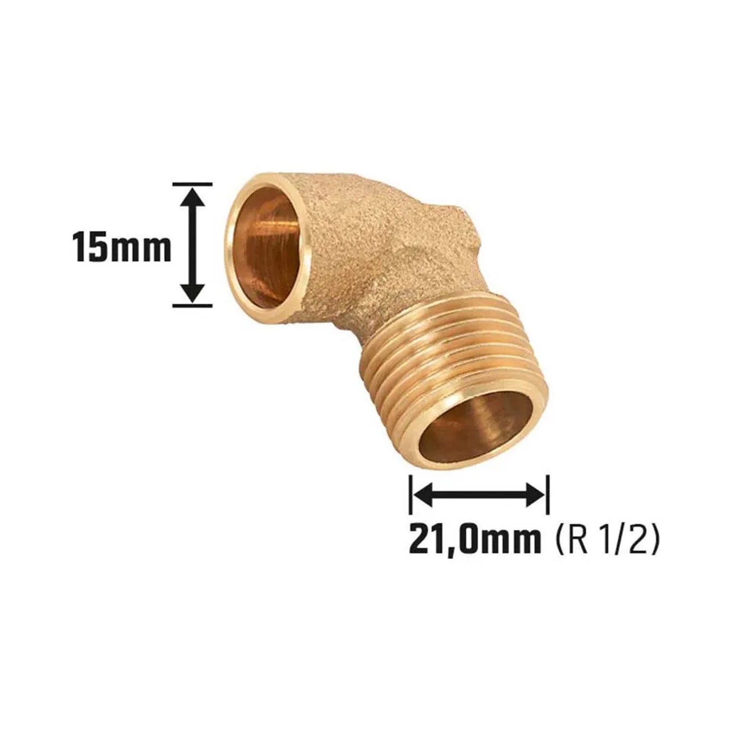 Löt-Winkel aus Rotguss, 15 mm x 21 mm (R 1/2), für Kupferrohrsysteme.