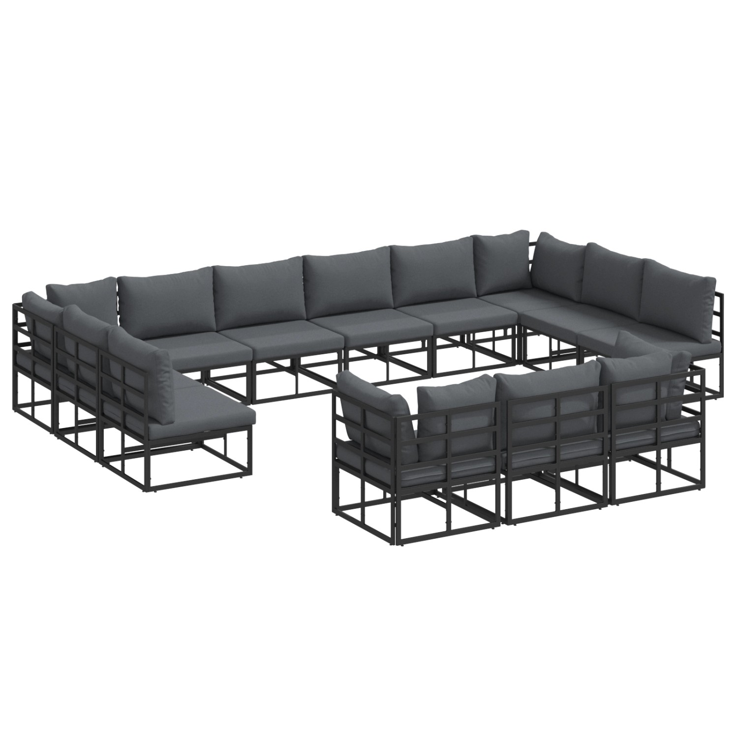 vidaXL Garten-Sofa-Set mit Kissen 13-Tlg Schwarz Aluminium 3378926 günstig online kaufen