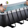 Rechteckiger Exit Black Leather Pool 540x250x122 cm mit Stahlrahmen, Sandfilterpumpe und Poolleiter.
