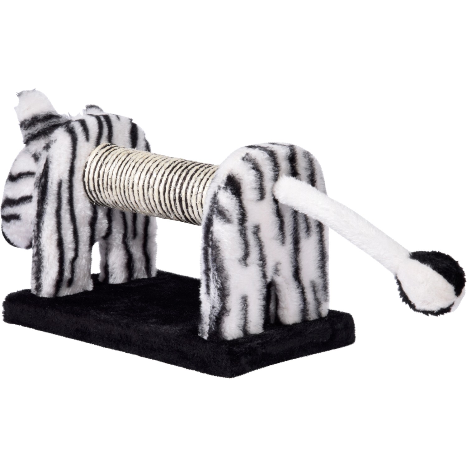 Kratzbaum Zebra: Kratzmöbel für Katzen mit Sisal-Kratzrolle und Plüsch-Elementen.