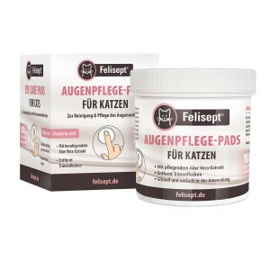 Felisept Augenpflege-Pads für Katzen, 100 Stück. Pads zur sanften Reinigung und Pflege des Augenumfelds.